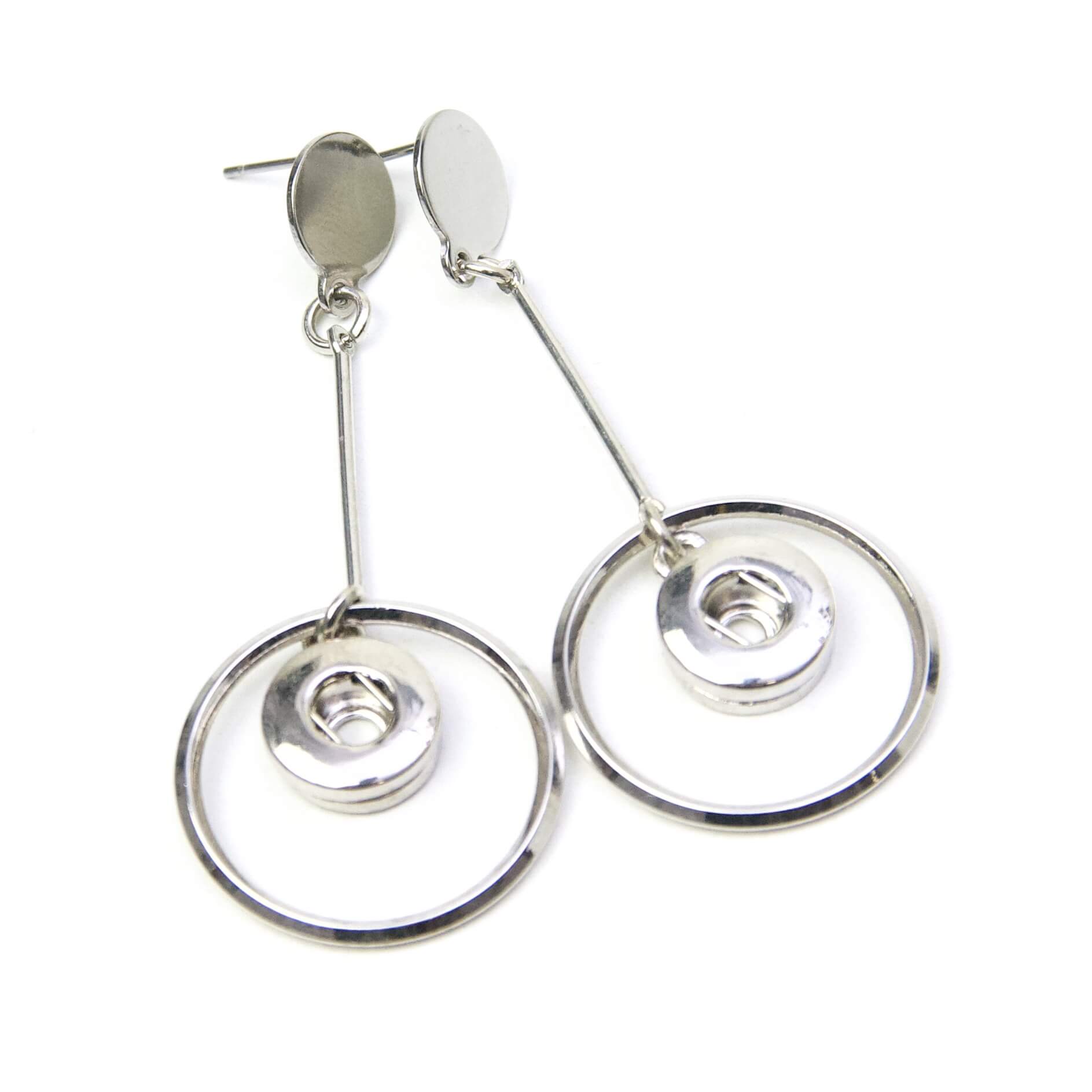Lange Druckknopf Ohrstecker für 10mm Mini Druckknopf – Edelstahl Lange Druckknopf Ohrstecker für 10mm Mini Druckknopf - Edelstahl