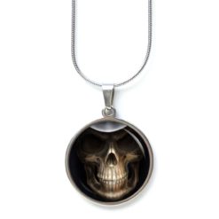 Edelstahl Kette Halloween grusel Totenkopf schwarz grau