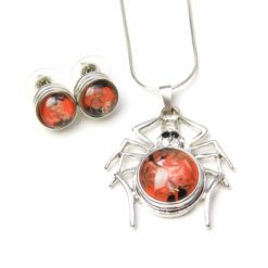 Druckknopf Set Anhänger Halloween Spinne mit Kette und Ohrringe – Farbwahl Druckknopf Set Anhänger Halloween Spinne mit Kette und Ohrringe - Farbwahl