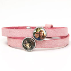 Personalisiertes Lederarmband mit zwei Foto Perlen - Geschenkidee - Just Trisha