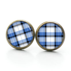 Ohrstecker, Ohrhänger, Clipse & Druckknopf – Motiv blau weiß kariert Holzfeller Muster – Schmuck aus Edelstahl Ohrstecker, Ohrhänger, Clipse & Druckknopf – Motiv blau weiß kariert Holzfeller Muster – Schmuck aus Edelstahl