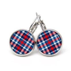 Ohrstecker, Ohrhänger, Clipse & Druckknopf – Motiv blau rot kariert Holzfeller Muster – Schmuck aus Edelstahl Ohrstecker, Ohrhänger, Clipse & Druckknopf – Motiv blau rot kariert Holzfeller Muster – Schmuck aus Edelstahl