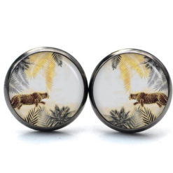 Ohrstecker, Ohrhänger, Clipse & Druckknopf – Motiv Leopard Leoparden Muster Dschungel Blätter – Schmuck aus Edelstahl Ohrstecker, Ohrhänger, Clipse & Druckknopf – Motiv Leopard Leoparden Muster Dschungel Blätter – Schmuck aus Edelstahl