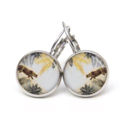Ohrstecker, Ohrhänger, Clipse & Druckknopf – Motiv Leopard Leoparden Muster Dschungel Blätter – Schmuck aus Edelstahl Ohrstecker, Ohrhänger, Clipse & Druckknopf – Motiv Leopard Leoparden Muster Dschungel Blätter – Schmuck aus Edelstahl