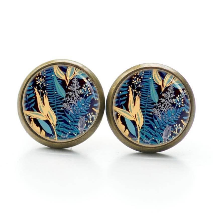 Ohrstecker, Ohrhänger, Clipse & Druckknopf – Motiv Zauberwald Fahrn gold blau türkis – Schmuck aus Edelstahl Ohrstecker, Ohrhänger, Clipse & Druckknopf – Motiv Zauberwald Fahrn gold blau türkis – Schmuck aus Edelstahl