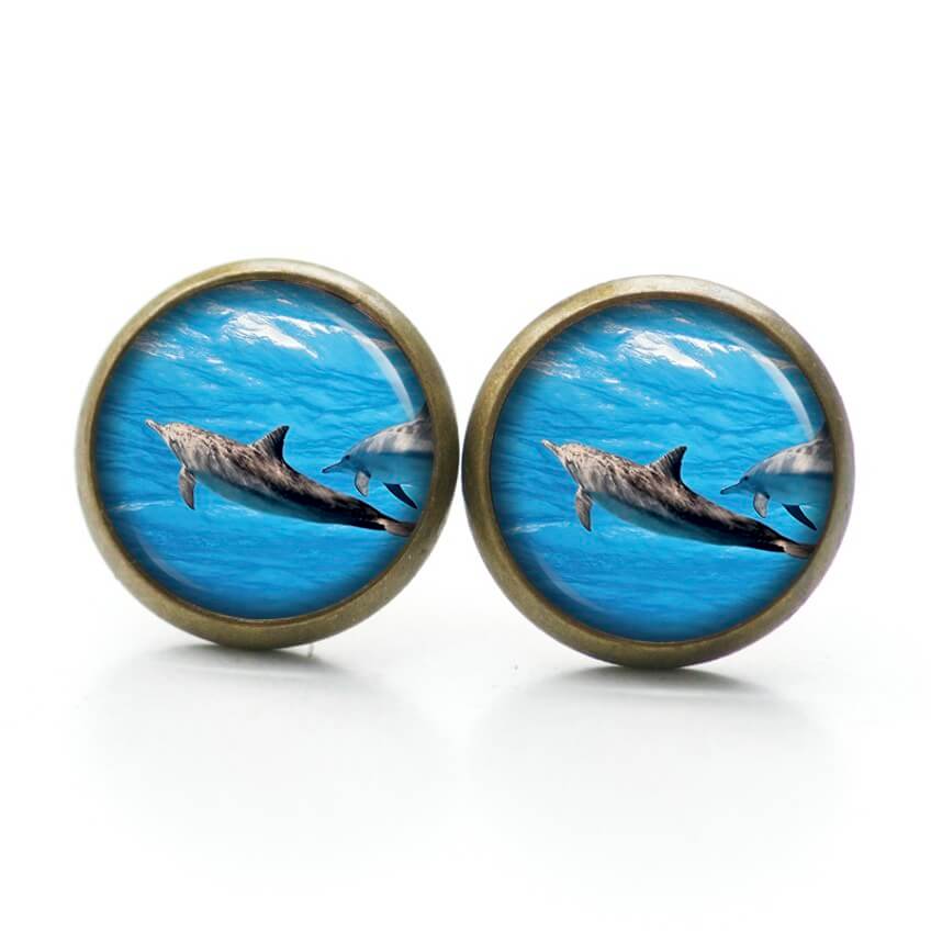 Ohrstecker, Ohrhänger, Clipse & Druckknopf – Motiv Delfin Delfine unter Wasser – Schmuck aus Edelstahl Ohrstecker, Ohrhänger, Clipse & Druckknopf – Motiv Delfin Delfine unter Wasser – Schmuck aus Edelstahl