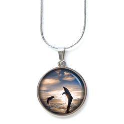 Druckknopf Ohrstecker Ohrhänger Clipse Delfine bei Abendstimmung Druckknopf Ohrstecker Ohrhänger Clipse Delfine bei Abendstimmung