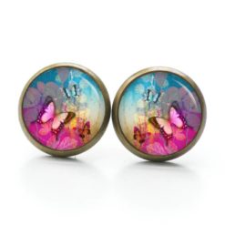 Schmetterling Schmuckset – Kette & Ohrringe mit buntem Butterfly Motiv – Edelstahl Halskette und Ohrstecker – Geschenk für Frauen Ohrstecker, Ohrhänger, Clipse & Druckknopf – Motiv Clipse bunte Schmetterlinge – Schmuck aus Edelstahl