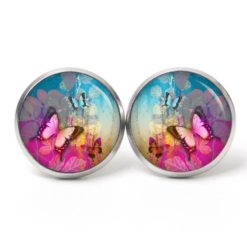 Schmetterling Schmuckset – Kette & Ohrringe mit buntem Butterfly Motiv – Edelstahl Halskette und Ohrstecker – Geschenk für Frauen Ohrstecker, Ohrhänger, Clipse & Druckknopf – Motiv Clipse bunte Schmetterlinge – Schmuck aus Edelstahl