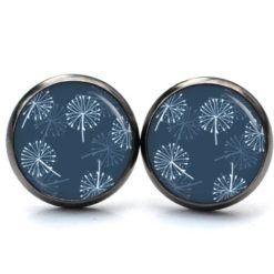 Ohrstecker, Ohrhänger, Clipse & Druckknopf – Motiv kleine Pusteblumen blau weiß – Schmuck aus Edelstahl Ohrstecker, Ohrhänger, Clipse & Druckknopf – Motiv kleine Pusteblumen blau weiß – Schmuck aus Edelstahl