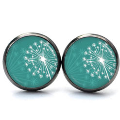Ohrstecker, Ohrhänger, Clipse & Druckknopf – Motiv zarte Pusteblume weiß türkis – Schmuck aus Edelstahl Ohrstecker, Ohrhänger, Clipse & Druckknopf – Motiv zarte Pusteblume weiß türkis – Schmuck aus Edelstahl