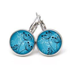 Ohrstecker, Ohrhänger, Clipse & Druckknopf – Motiv abstrakte Pusteblumen in blau schwarz weiß – Schmuck aus Edelstahl Ohrstecker, Ohrhänger, Clipse & Druckknopf – Motiv abstrakte Pusteblumen in blau schwarz weiß – Schmuck aus Edelstahl