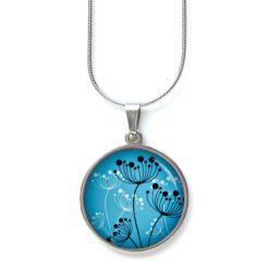 Ohrstecker, Ohrhänger, Clipse & Druckknopf – Motiv abstrakte Pusteblumen in blau schwarz weiß – Schmuck aus Edelstahl Ohrstecker, Ohrhänger, Clipse & Druckknopf – Motiv abstrakte Pusteblumen in blau schwarz weiß – Schmuck aus Edelstahl