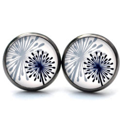 Ohrstecker, Ohrhänger, Clipse & Druckknopf – Motiv abstrakte Pusteblume dunkelblau grau weiß – Schmuck aus Edelstahl Ohrstecker, Ohrhänger, Clipse & Druckknopf – Motiv abstrakte Pusteblume dunkelblau grau weiß – Schmuck aus Edelstahl