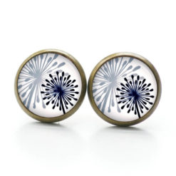 Ohrstecker, Ohrhänger, Clipse & Druckknopf – Motiv abstrakte Pusteblume dunkelblau grau weiß – Schmuck aus Edelstahl Ohrstecker, Ohrhänger, Clipse & Druckknopf – Motiv abstrakte Pusteblume dunkelblau grau weiß – Schmuck aus Edelstahl