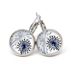 Ohrstecker, Ohrhänger, Clipse & Druckknopf – Motiv abstrakte Pusteblume dunkelblau grau weiß – Schmuck aus Edelstahl Ohrstecker, Ohrhänger, Clipse & Druckknopf – Motiv abstrakte Pusteblume dunkelblau grau weiß – Schmuck aus Edelstahl