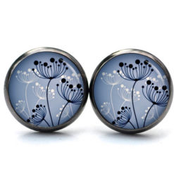 Druckknopf Ohrstecker Ohrhänger Clipse abstrakte Pusteblume jeansblau blau weiß Druckknopf Ohrstecker Ohrhänger Clipse abstrakte Pusteblume jeansblau blau weiß