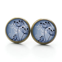 Druckknopf Ohrstecker Ohrhänger Clipse abstrakte Pusteblume jeansblau blau weiß Druckknopf Ohrstecker Ohrhänger Clipse abstrakte Pusteblume jeansblau blau weiß