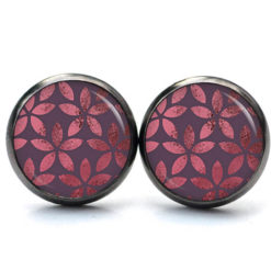 Ohrstecker, Ohrhänger, Clipse & Druckknopf – Motiv Vintage Blätter in Magenta Violett – Schmuck aus Edelstahl Ohrstecker, Ohrhänger, Clipse & Druckknopf – Motiv Vintage Blätter in Magenta Violett – Schmuck aus Edelstahl