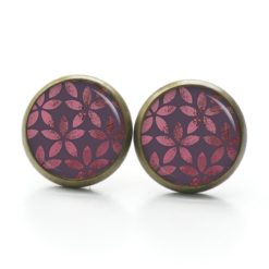 Ohrstecker, Ohrhänger, Clipse & Druckknopf – Motiv Vintage Blätter in Magenta Violett – Schmuck aus Edelstahl Ohrstecker, Ohrhänger, Clipse & Druckknopf – Motiv Vintage Blätter in Magenta Violett – Schmuck aus Edelstahl