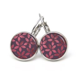 Ohrstecker, Ohrhänger, Clipse & Druckknopf – Motiv Vintage Blätter in Magenta Violett – Schmuck aus Edelstahl Ohrstecker, Ohrhänger, Clipse & Druckknopf – Motiv Vintage Blätter in Magenta Violett – Schmuck aus Edelstahl