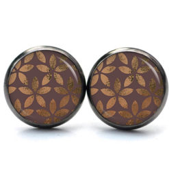 Ohrstecker, Ohrhänger, Clipse & Druckknopf – Motiv Vintage Blätter in braun gold – Schmuck aus Edelstahl