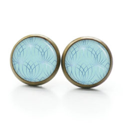 Ohrstecker, Ohrhänger, Clipse & Druckknopf – Motiv Vintage türkis blau – Schmuck aus Edelstahl