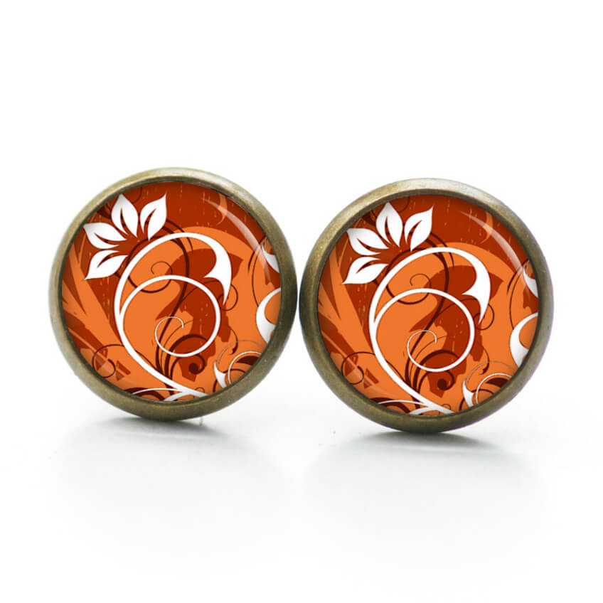 Ohrstecker, Ohrhänger, Clipse & Druckknopf – Motiv Floral herbstlich braun orange – Schmuck aus Edelstahl Ohrstecker, Ohrhänger, Clipse & Druckknopf – Motiv Floral herbstlich braun orange – Schmuck aus Edelstahl