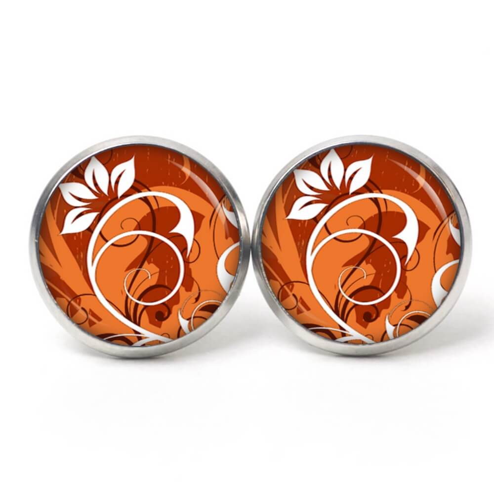 Ohrstecker, Ohrhänger, Clipse & Druckknopf – Motiv Floral herbstlich braun orange – Schmuck aus Edelstahl Ohrstecker, Ohrhänger, Clipse & Druckknopf – Motiv Floral herbstlich braun orange – Schmuck aus Edelstahl