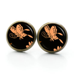 Ohrstecker, Ohrhänger, Clipse & Druckknopf – Motiv Schmetterling Orange schwarz – Schmuck aus Edelstahl Ohrstecker, Ohrhänger, Clipse & Druckknopf – Motiv Schmetterling Orange schwarz – Schmuck aus Edelstahl