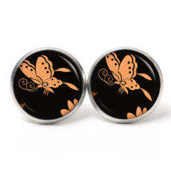 Ohrstecker, Ohrhänger, Clipse & Druckknopf – Motiv Schmetterling Orange schwarz – Schmuck aus Edelstahl Ohrstecker, Ohrhänger, Clipse & Druckknopf – Motiv Schmetterling Orange schwarz – Schmuck aus Edelstahl