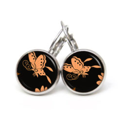 Ohrstecker, Ohrhänger, Clipse & Druckknopf – Motiv Schmetterling Orange schwarz – Schmuck aus Edelstahl Ohrstecker, Ohrhänger, Clipse & Druckknopf – Motiv Schmetterling Orange schwarz – Schmuck aus Edelstahl
