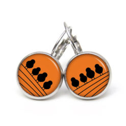 Ohrstecker, Ohrhänger, Clipse & Druckknopf – Motiv 4 Vögel auf dem Drahtseil orange – Schmuck aus Edelstahl Ohrstecker, Ohrhänger, Clipse & Druckknopf – Motiv 4 Vögel auf dem Drahtseil orange – Schmuck aus Edelstahl