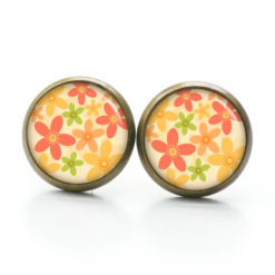 Ohrstecker, Ohrhänger, Clipse & Druckknopf – Motiv Frühlings Blumen rot grün gelb orange – Schmuck aus Edelstahl