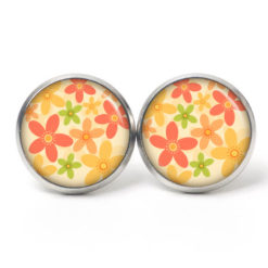 Ohrstecker, Ohrhänger, Clipse & Druckknopf – Motiv Frühlings Blumen rot grün gelb orange – Schmuck aus Edelstahl