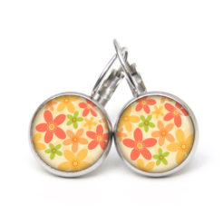 Ohrstecker, Ohrhänger, Clipse & Druckknopf – Motiv Frühlings Blumen rot grün gelb orange – Schmuck aus Edelstahl