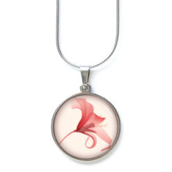 Edelstahl Kette zarte Lilie in rose rot beige - verschiedene Längen