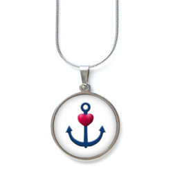 Ohrstecker, Ohrhänger, Clipse & Druckknopf – Motiv maritim blauer Anker mit Herz – Schmuck aus Edelstahl