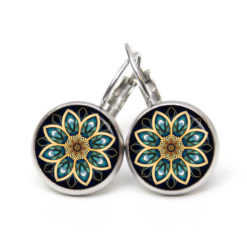Ohrstecker, Ohrhänger, Clipse & Druckknopf – Motiv Mandala Kaleidoskop Mosaik schwarz emerald gold – Schmuck aus Edelstahl Ohrstecker, Ohrhänger, Clipse & Druckknopf – Motiv Mandala Kaleidoskop Mosaik schwarz emerald gold – Schmuck aus Edelstahl