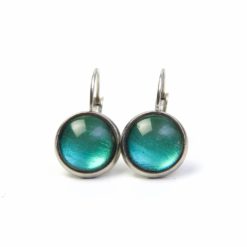 Ohrstecker, Ohrhänger, Clipse & Druckknopf – handbemalt türkisblau schimmernd – Schmuck aus Edelstahl Ohrstecker, Ohrhänger, Clipse & Druckknopf – handbemalt türkisblau schimmernd – Schmuck aus Edelstahl