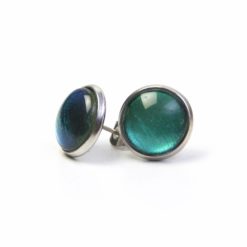 Ohrstecker, Ohrhänger, Clipse & Druckknopf – handbemalt türkisblau schimmernd – Schmuck aus Edelstahl Ohrstecker, Ohrhänger, Clipse & Druckknopf – handbemalt türkisblau schimmernd – Schmuck aus Edelstahl