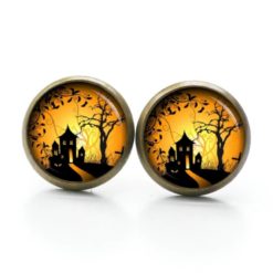 Druckknopf Ohrstecker Ohrhänger Clipse Geisterhaus Halloween Druckknopf Ohrstecker Ohrhänger Clipse Geisterhaus Halloween