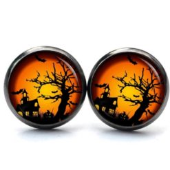 Druckknopf Ohrstecker Ohrhänger Clipse Halloween Geisterhaus Druckknopf Ohrstecker Ohrhänger Clipse Halloween Geisterhaus