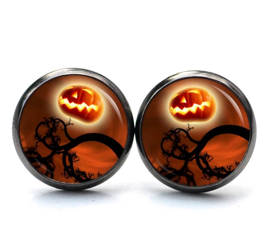 Druckknopf Ohrstecker Ohrhänger Halloween fliegender Kürbis Druckknopf Ohrstecker Ohrhänger Halloween fliegender Kürbis