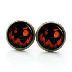 Ohrstecker, Ohrhänger, Clipse & Druckknopf – Motiv böser Halloween Kürbis – Schmuck aus Edelstahl Ohrstecker, Ohrhänger, Clipse & Druckknopf – Motiv böser Halloween Kürbis – Schmuck aus Edelstahl