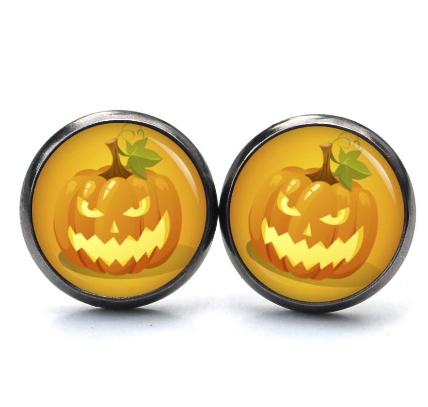 Druckknopf Ohrstecker Ohrhänger Clipse Halloween gehässiger Kürbis Druckknopf Ohrstecker Ohrhänger Clipse Halloween gehässiger Kürbis