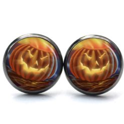 Druckknopf Ohrstecker Ohrhänger Clipse Halloween böser Kürbis