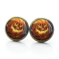 Druckknopf Ohrstecker Ohrhänger Clipse Halloween böser Kürbis