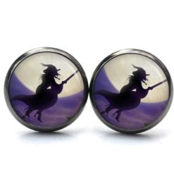 Druckknopf Ohrstecker Ohrhänger Clipse Halloween fliegende Hexe Druckknopf Ohrstecker Ohrhänger Clipse Halloween fliegende Hexe