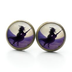 Druckknopf Ohrstecker Ohrhänger Clipse Halloween fliegende Hexe Druckknopf Ohrstecker Ohrhänger Clipse Halloween fliegende Hexe